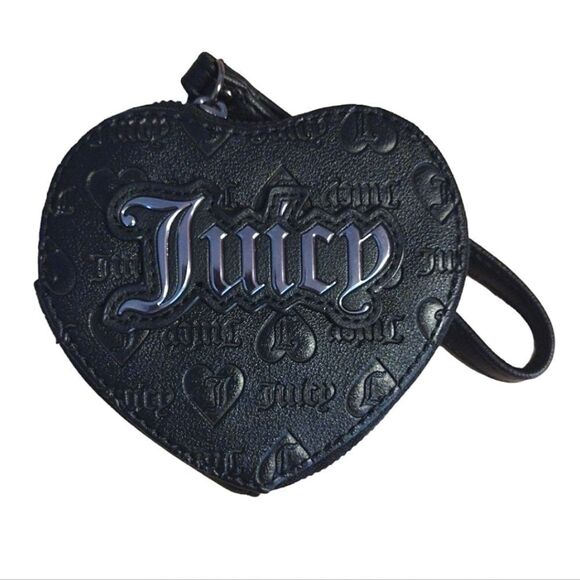 Juicy Couture Black Heart Shaped Zip Around 5" Wristlet NWT - Picture 7 of 13